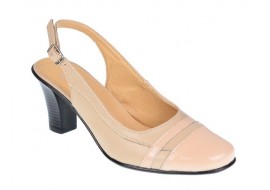 Pantofi dama decupati, eleganti, din piele naturala, cu toc 5cm - S301BEJBEJ